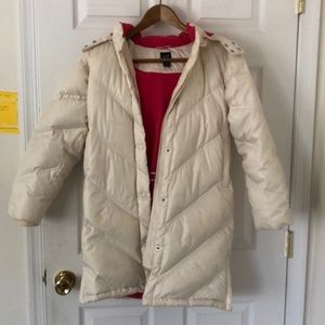 Large Cream Puffer Winter Down Coat
